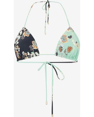 Roberto Cavalli Bikini-Oberteil Mit Kimono-Print - Blau