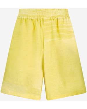 Roberto Cavalli Linen Bermuda Shorts - Yellow
