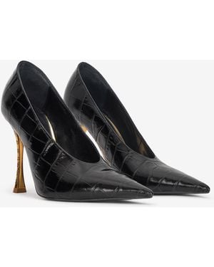 Roberto Cavalli Crocodile Scale-Effect Court Shoes - Black