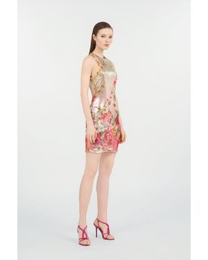 Roberto Cavalli Miami Flowers Print Mini Dress - White