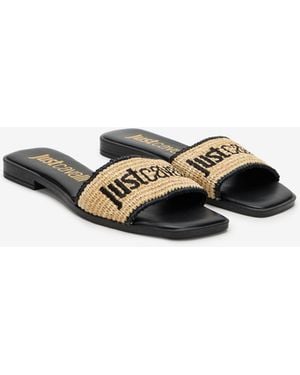 Roberto Cavalli Sandal With Logo Detail - Multicolor