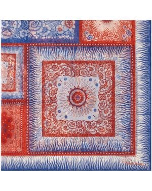 Roberto Cavalli Silk Shawl With Zebra Pattern And Logo - Red