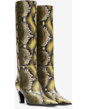 Roberto Cavalli Knee-High Boots With Python Print - Green