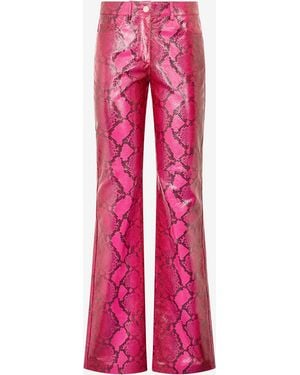 Roberto Cavalli Shiny Python-Print Pants - Pink