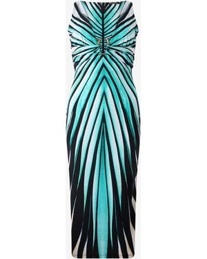 Roberto Cavalli Ray Of Sea Print Dress Midi - Blue