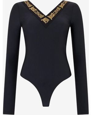Roberto Cavalli Fitted Bodysuit With Logo - Blue