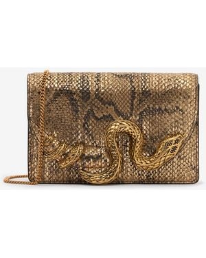 Roberto Cavalli Bag With Golden Python And Snake Motif - Natural
