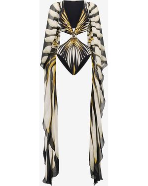 Roberto Cavalli Ray Of Print Cut-Out One-Piece Swimsuit - Blanco