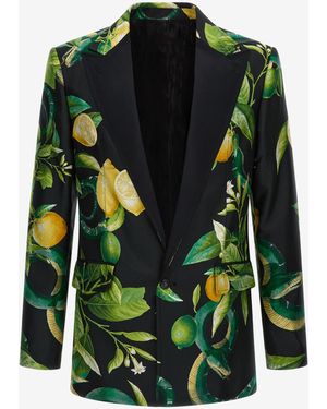 Roberto Cavalli Lemon Print Blazer - Green