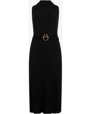 Roberto Cavalli Midi Dress With Snake Detail - Black