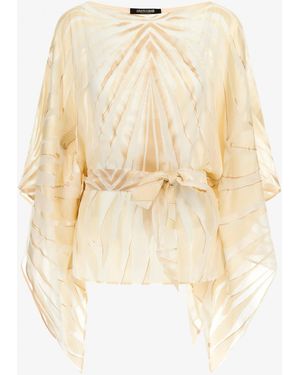 Roberto Cavalli Ray Of Print Silk Blend Kaftan - Natural