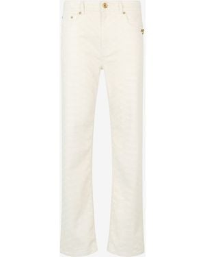 Roberto Cavalli Straight-Leg Jeans With Scale Print - White