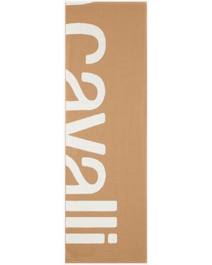 Roberto Cavalli Wool Blend Scarf With Logo - White