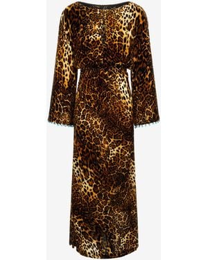 Roberto Cavalli Leopard Print Velvet Dress - Multicolour