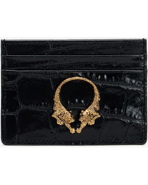 Roberto Cavalli Card Case With Roar Hardware - Black