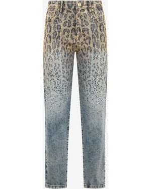 Roberto Cavalli Denim Jeans With Gradient Rhinestone Effect - Blue
