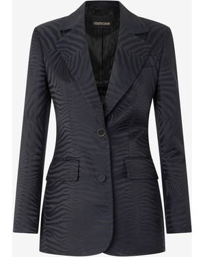 Roberto Cavalli Blazer Con Motivo Tiger Skin Monocromatico - Nero