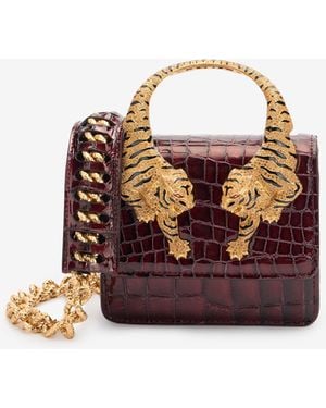 Roberto Cavalli Crocodile-Print Roar Bag - Red