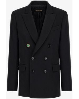 Roberto Cavalli Double-Breasted Blazer - Black