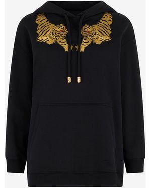 Roberto Cavalli Sweatshirt With Tiger Embroidery - Black