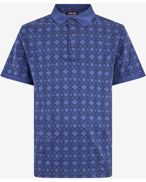 Roberto Cavalli Polo Bleu Avec Monogramme