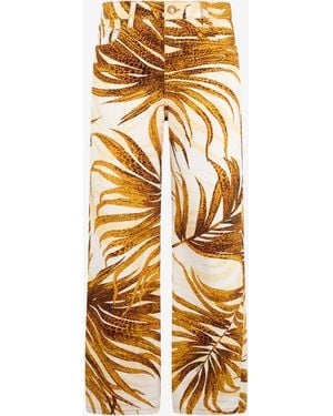 Roberto Cavalli Golden Palm Print Jeans - Metallic