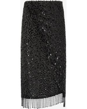 Roberto Cavalli Skirt With Beaded Hem - Black