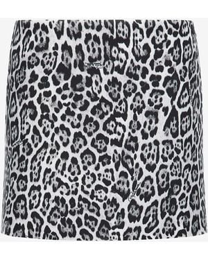 Roberto Cavalli Miniskirt With Leopard Print - Black