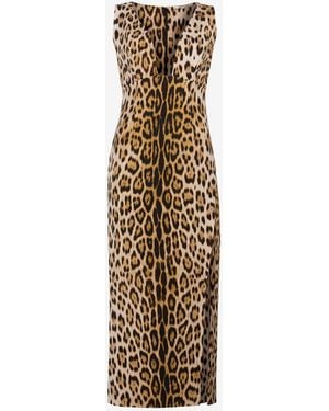 Roberto Cavalli Jaguar-Print Dress - White