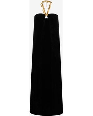Roberto Cavalli Velvet Dress With Collar - Black
