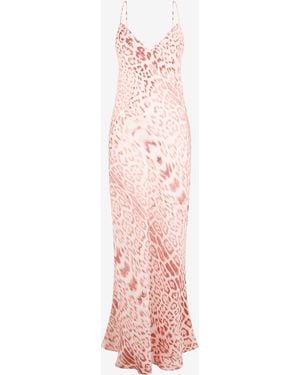 Roberto Cavalli Vestido Slip Estampado Jaguar - Rosa