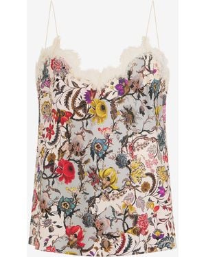 Roberto Cavalli Top With Florentine Flowers Print - White