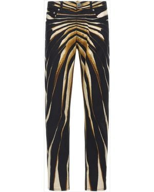 Roberto Cavalli Ray Of Printed Slim-Fit Jeans - Black