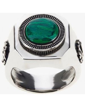Roberto Cavalli Anillo De Sello Con Piedra Verde - Azul