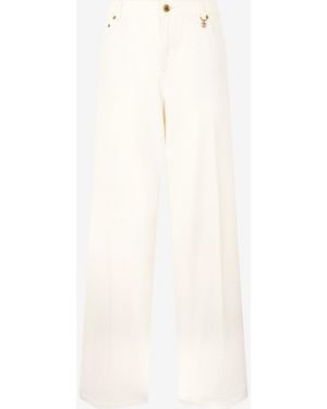 Roberto Cavalli Python-Print Palazzo Trousers - White