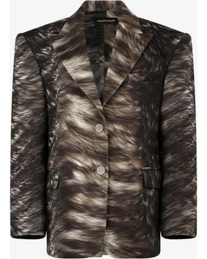 Roberto Cavalli Fur Print Jacket - Black