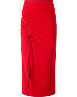 Roberto Cavalli Midi Skirt With Ruched Detail - Red