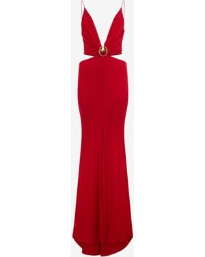 Roberto Cavalli Long Dress With Snake Detail - Red