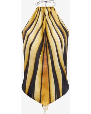 Roberto Cavalli Ray Of Print Silk Halter Top - Metallic