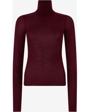 Roberto Cavalli Burgundy Turtleneck Top - Red