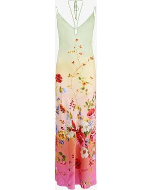 Roberto Cavalli Maxi Dress With Miami Flowers Print - White