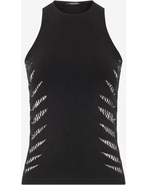 Roberto Cavalli Vest Top With Openwork Zebra Pattern - Black