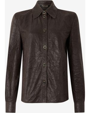 Roberto Cavalli Dark Leather Shirt - Brown
