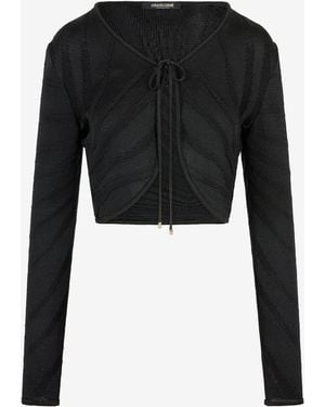 Roberto Cavalli Schwarzer Kurzer Cardigan Zum Binden