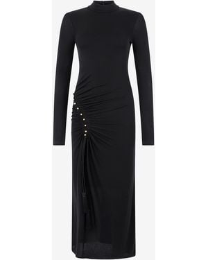 Roberto Cavalli Long Dress With Ruffle Detail - Black
