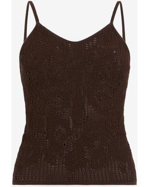 Roberto Cavalli Crochet-Effect Top With Straps - Brown