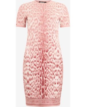 Roberto Cavalli Midi Vestido Con Estampado Jaguar - Rosa