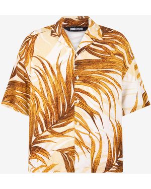 Roberto Cavalli Golden Palm Print Shirt - Metallic