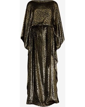 Roberto Cavalli Glossy Silk Animal-Print Kimono Dress - Green
