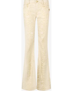 Roberto Cavalli Flared Jeans With Python Motif - White